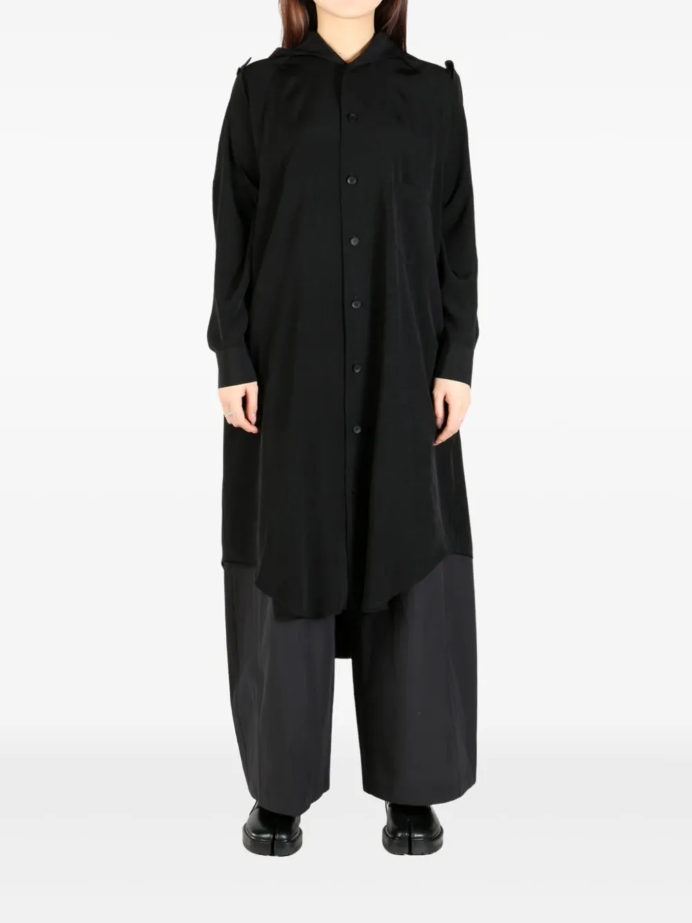 Yohji Yamamoto hooded midi dress - Zwart