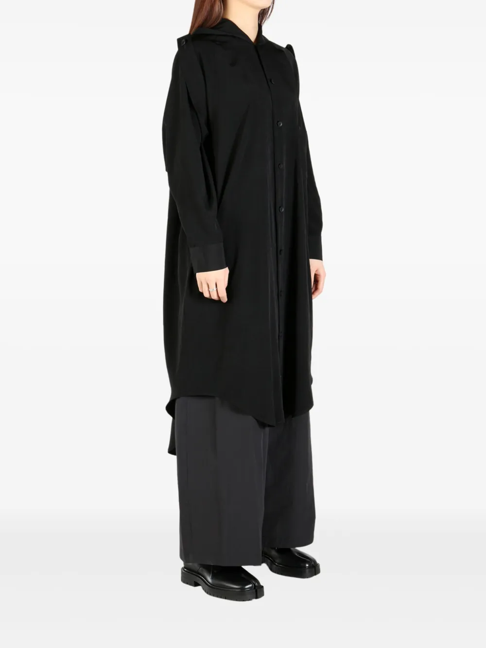 Yohji Yamamoto hooded midi dress Zwart