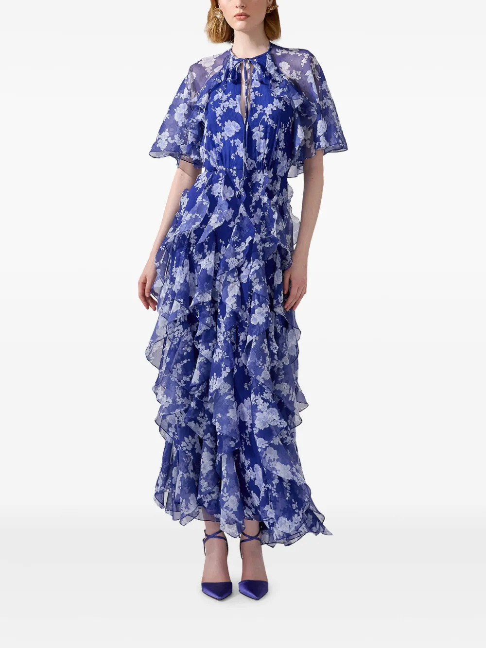 Carolina Herrera Jurk met bloemenprint - Blauw