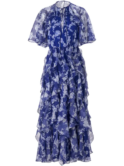 Carolina Herrera floral-print ruffled silk dress 