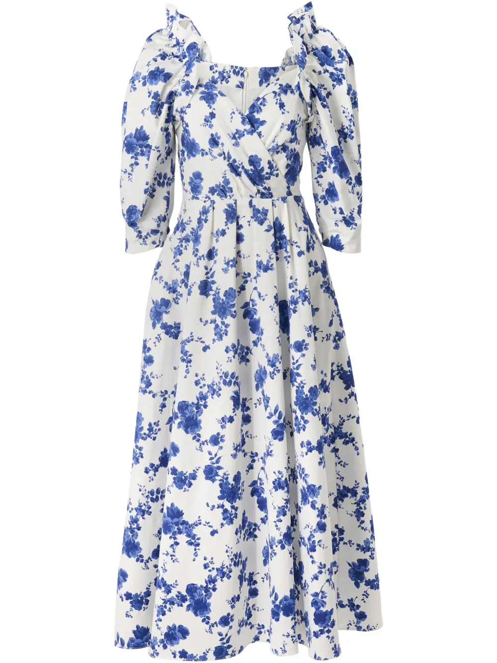 Carolina Herrera Floral-print Balloon-sleeve Midi Dress