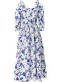 Carolina Herrera floral-print balloon-sleeve midi dress - White