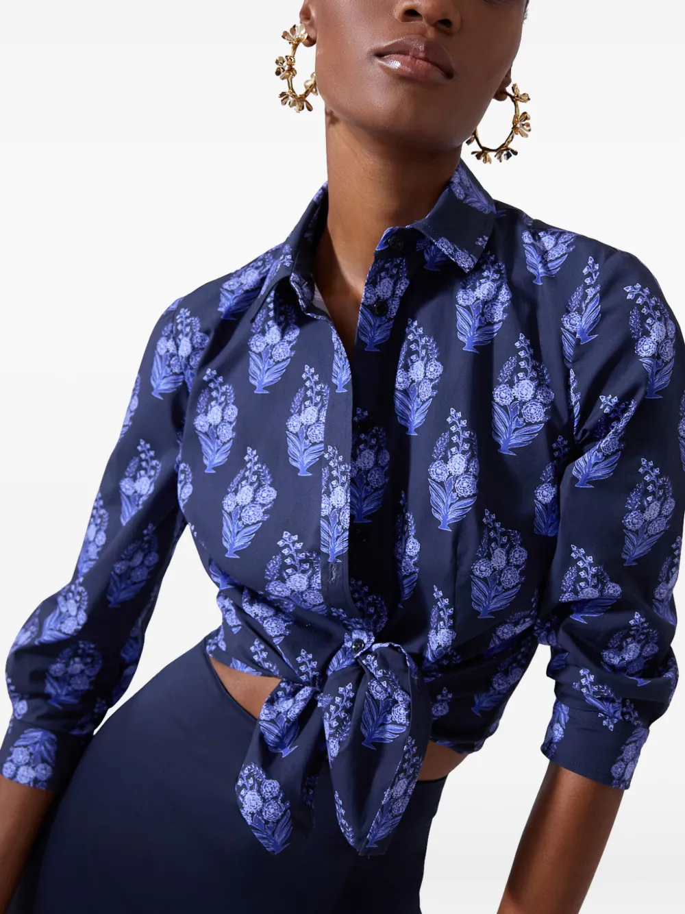 Carolina Herrera Blouse met peplum en bloemenprint Blauw