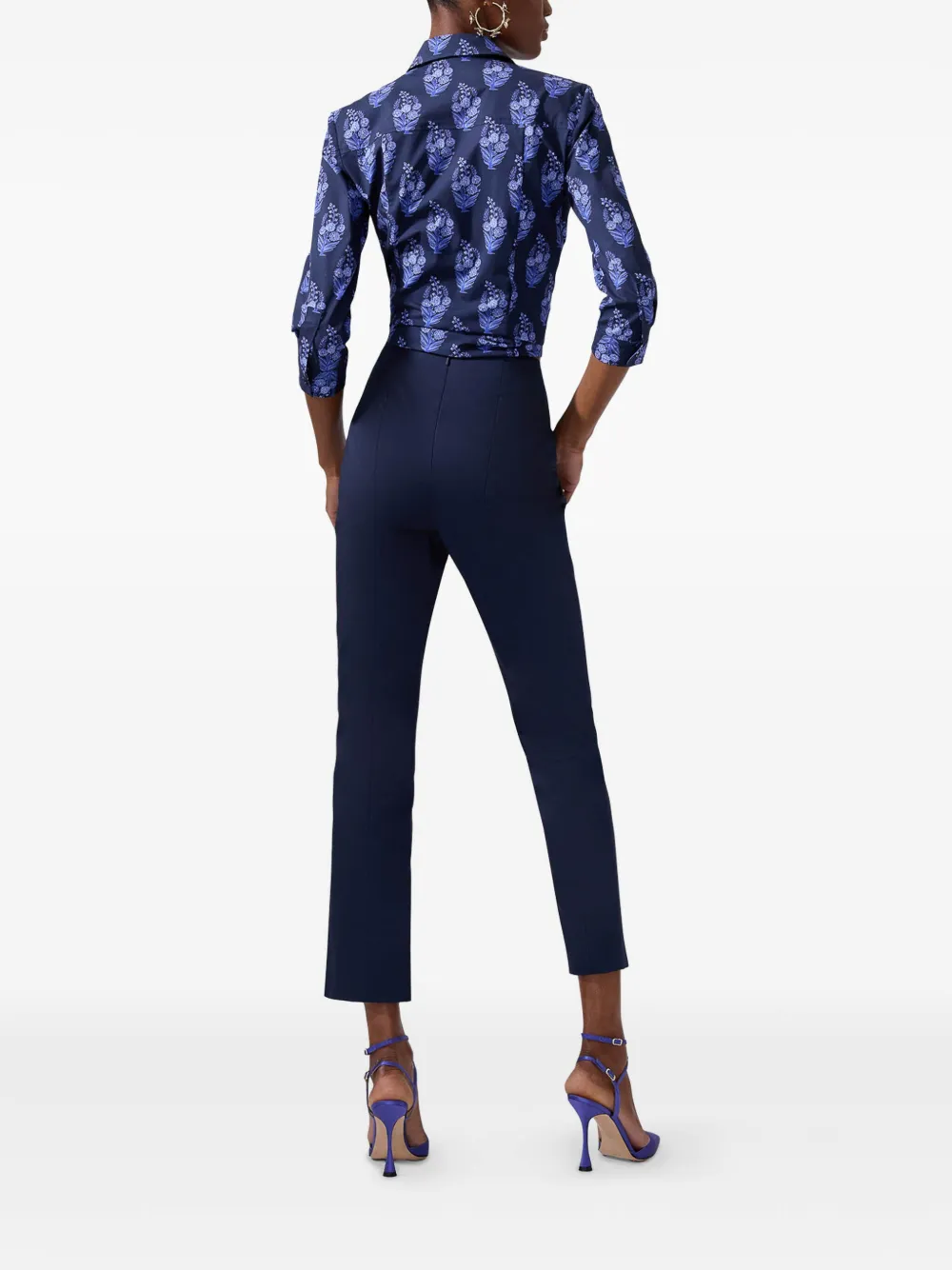Carolina Herrera Blouse met peplum en bloemenprint Blauw