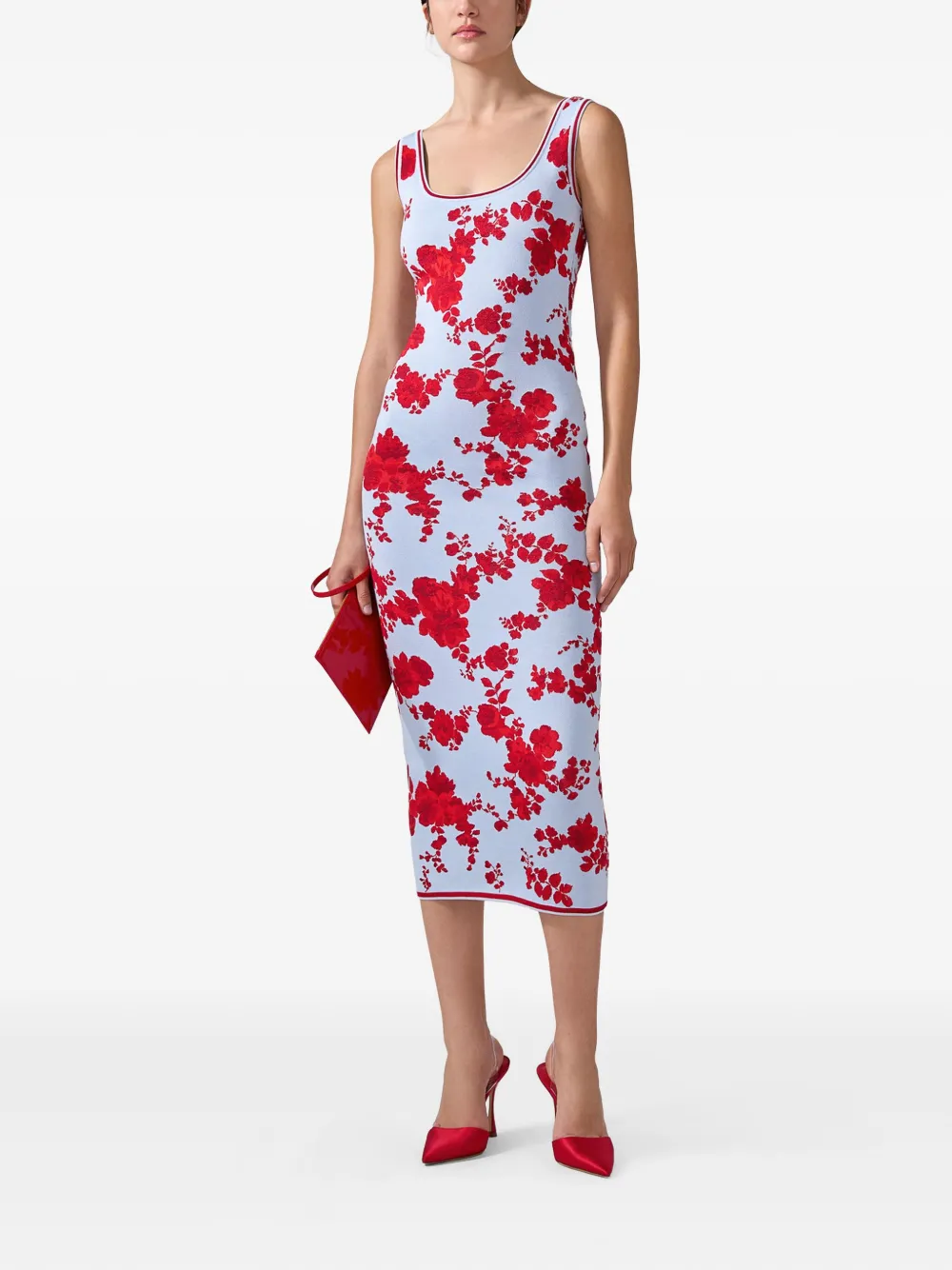 Carolina Herrera Jurk met bloemjacquard - Blauw