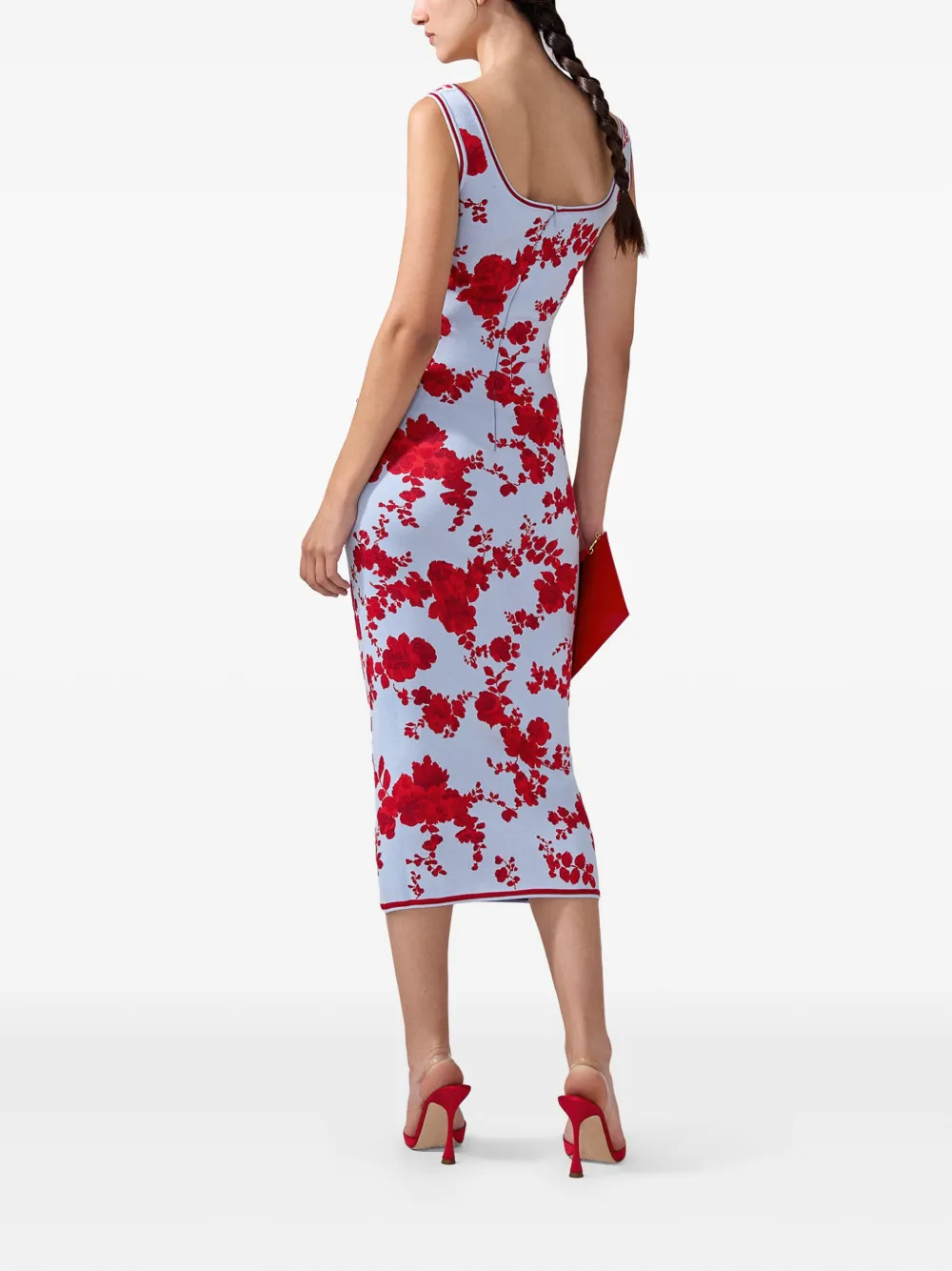 Carolina Herrera Jurk met bloemjacquard Blauw
