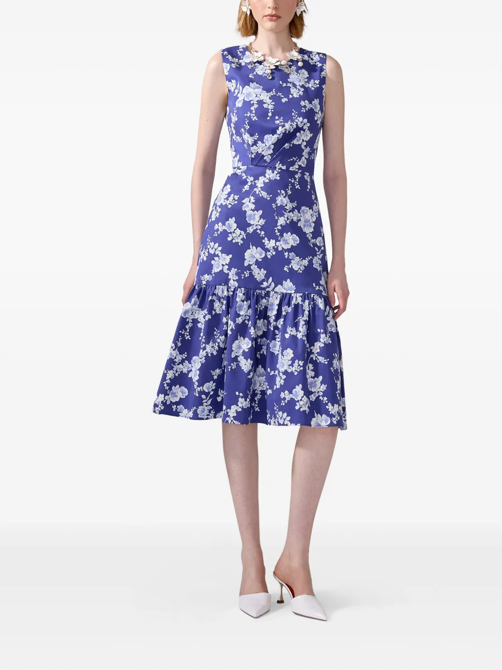 Carolina Herrera Jurk met bloemenprint - Blauw
