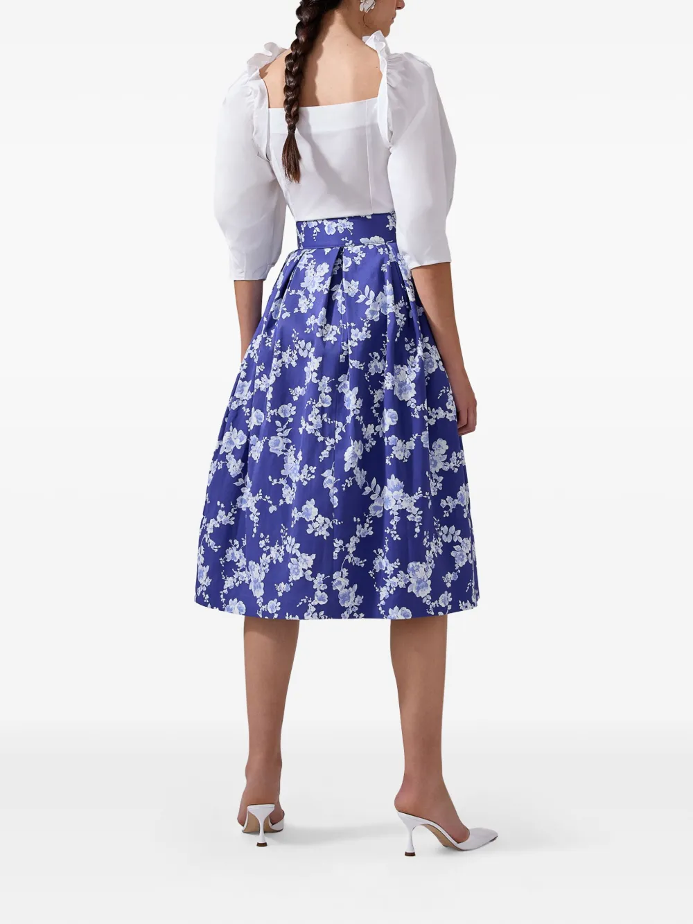 Shop Carolina Herrera Floral-print Midi Skirt