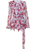 Carolina Herrera floral-print ruffled silk top - Blue