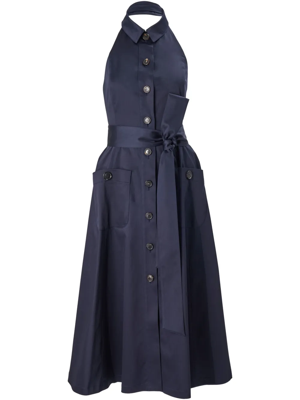Carolina Herrera Jurk met halternek en knopen Blauw