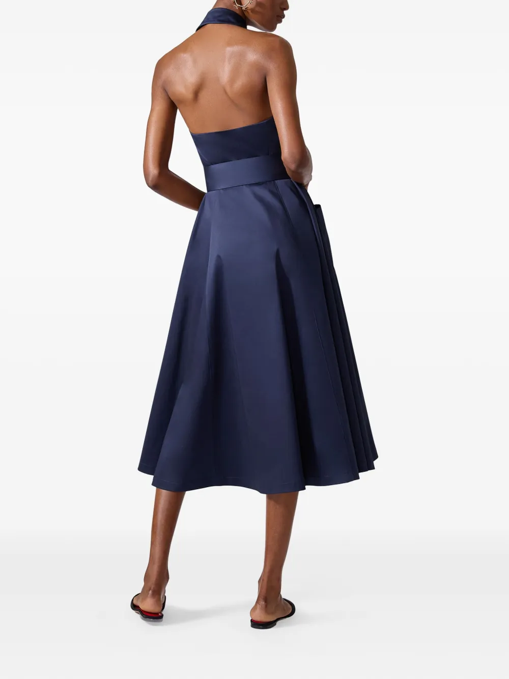 Carolina Herrera Jurk met halternek en knopen Blauw
