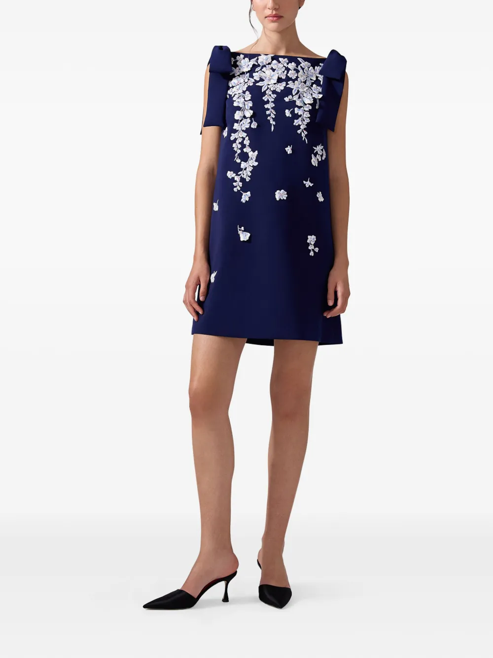 Carolina Herrera Shiftjurk met geborduurde bloemen - Blauw