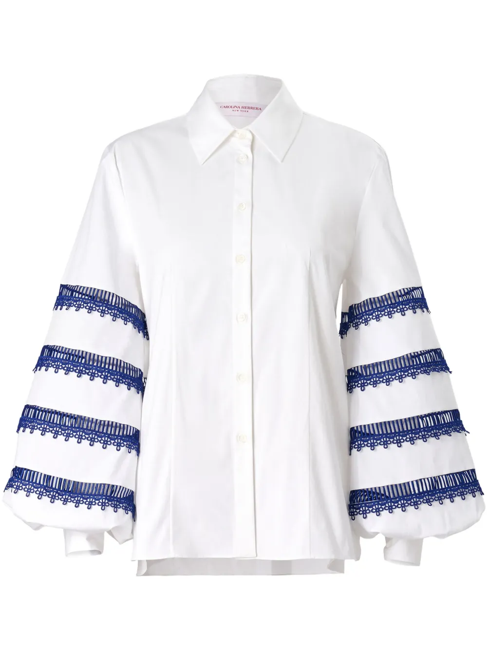 Carolina Herrera レーストリム シャツ - ホワイト Carolina Herrera レーストリム シャツ - ホワイト