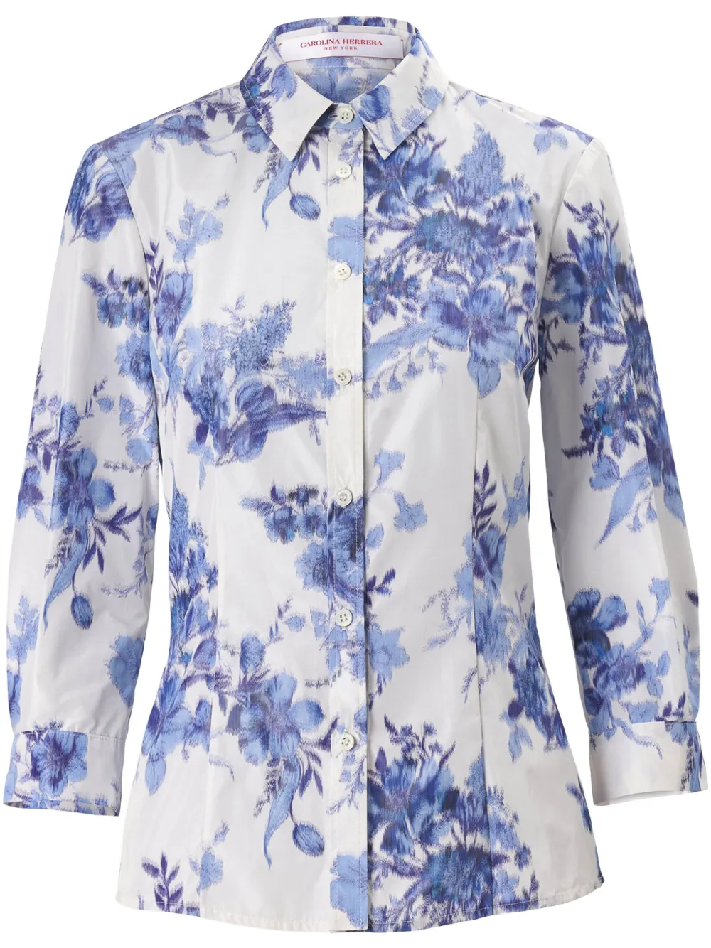 Carolina Herrera Blur Floral Button-down Icon Blouse In Neutrals