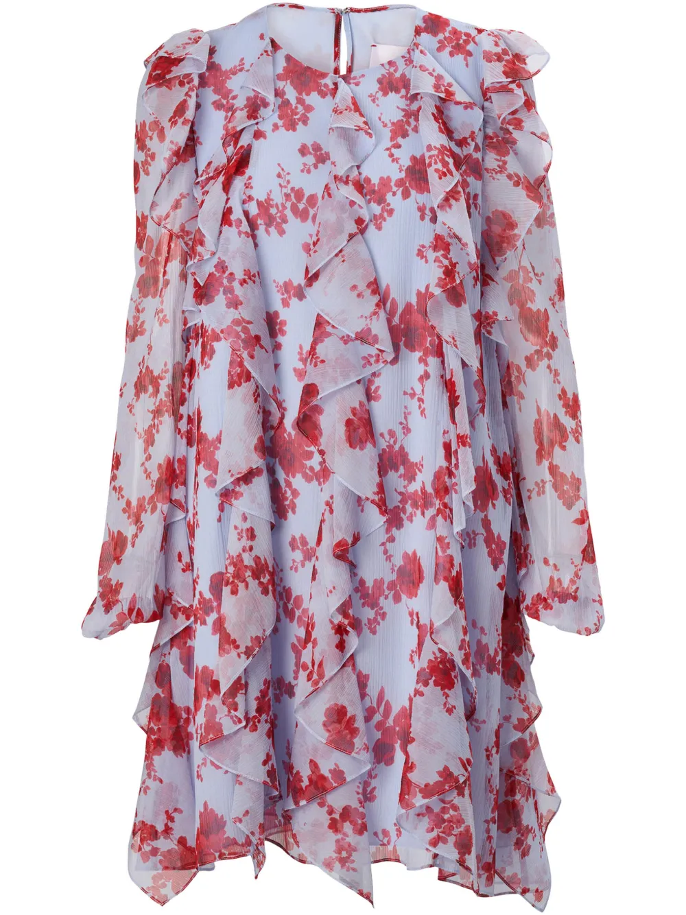 Carolina Herrera Chiffon jurk met bloemenprint Blauw