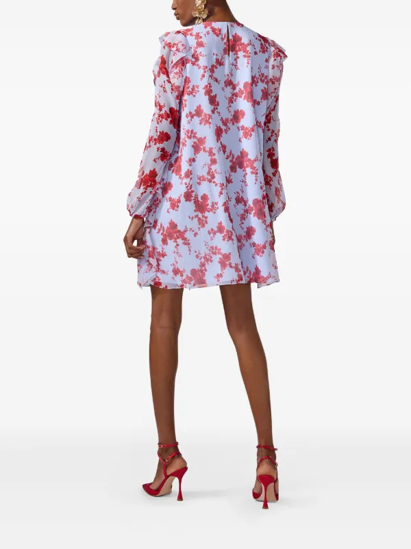 Carolina Herrera Vestido De Gasa Con Estampado Floral Azul