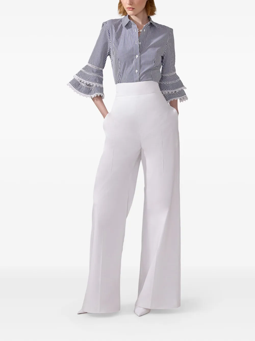 Carolina Herrera Broek met wijde pijpen - Wit