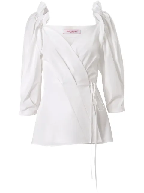 Carolina Herrera bishop-sleeve tied-waist top 