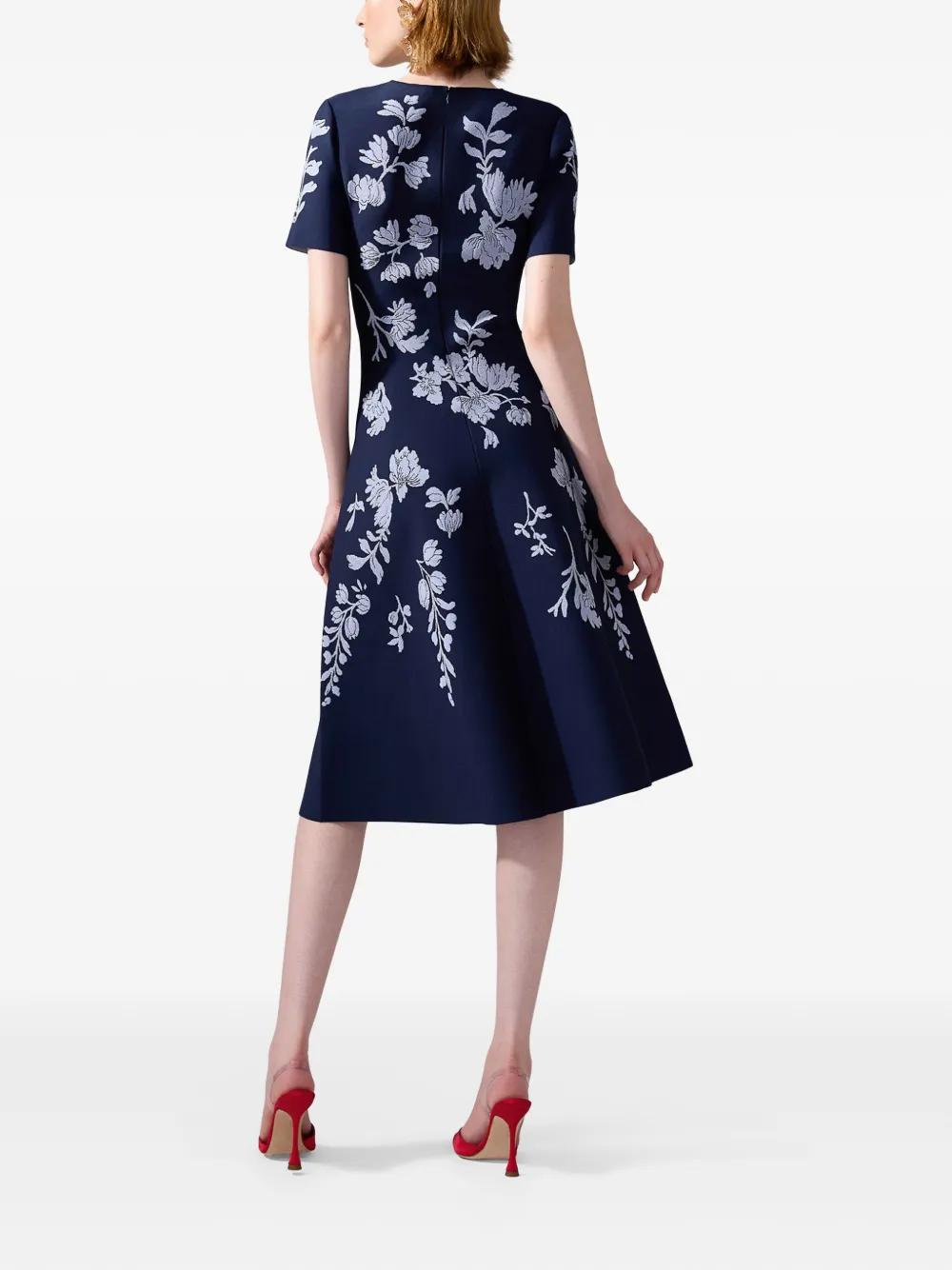 Carolina Herrera Jurk met bloemjacquard Blauw
