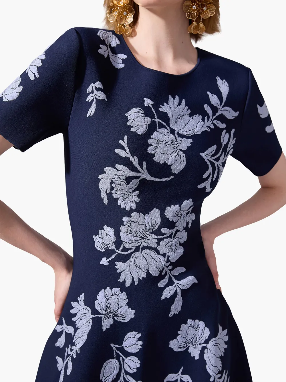 Carolina Herrera Jurk met bloemjacquard Blauw
