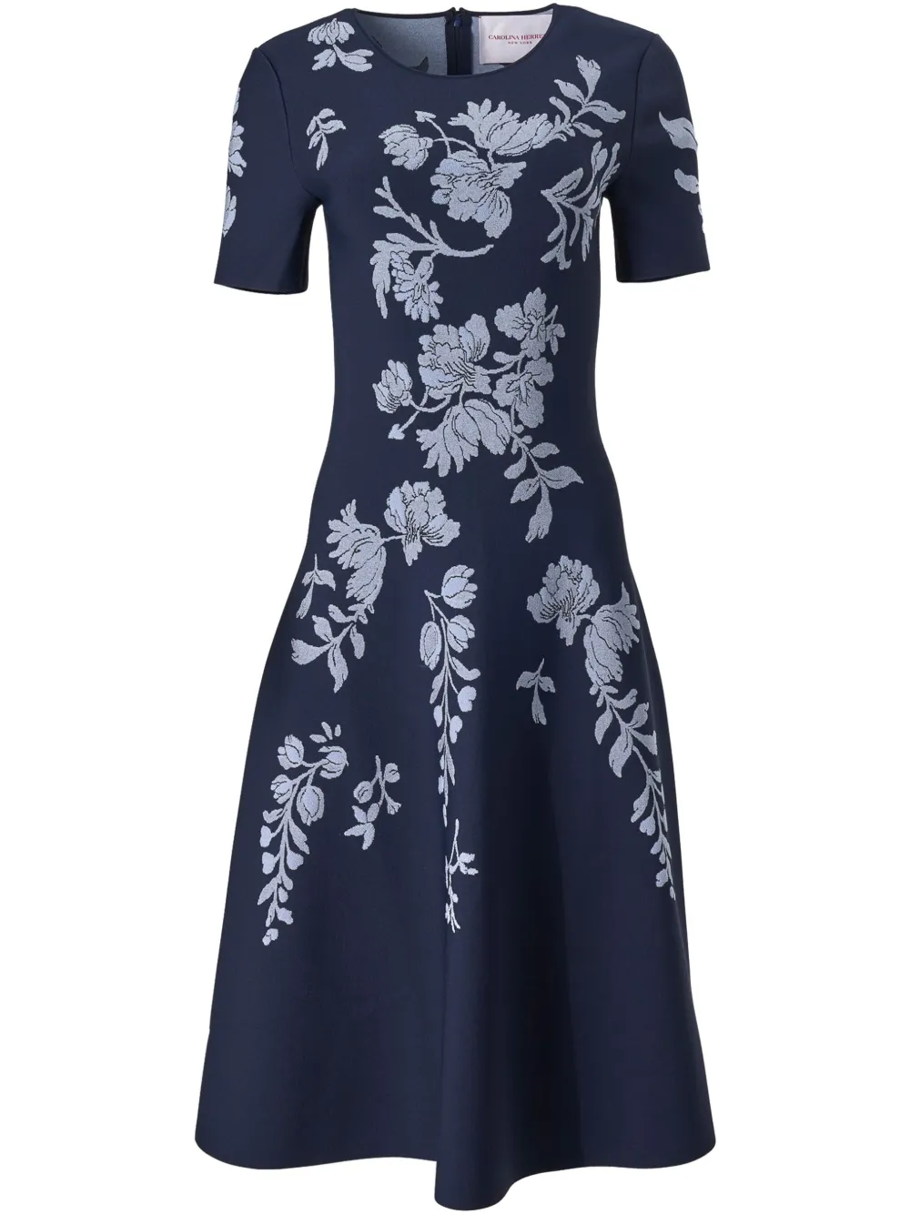 Carolina Herrera Jurk met bloemjacquard Blauw