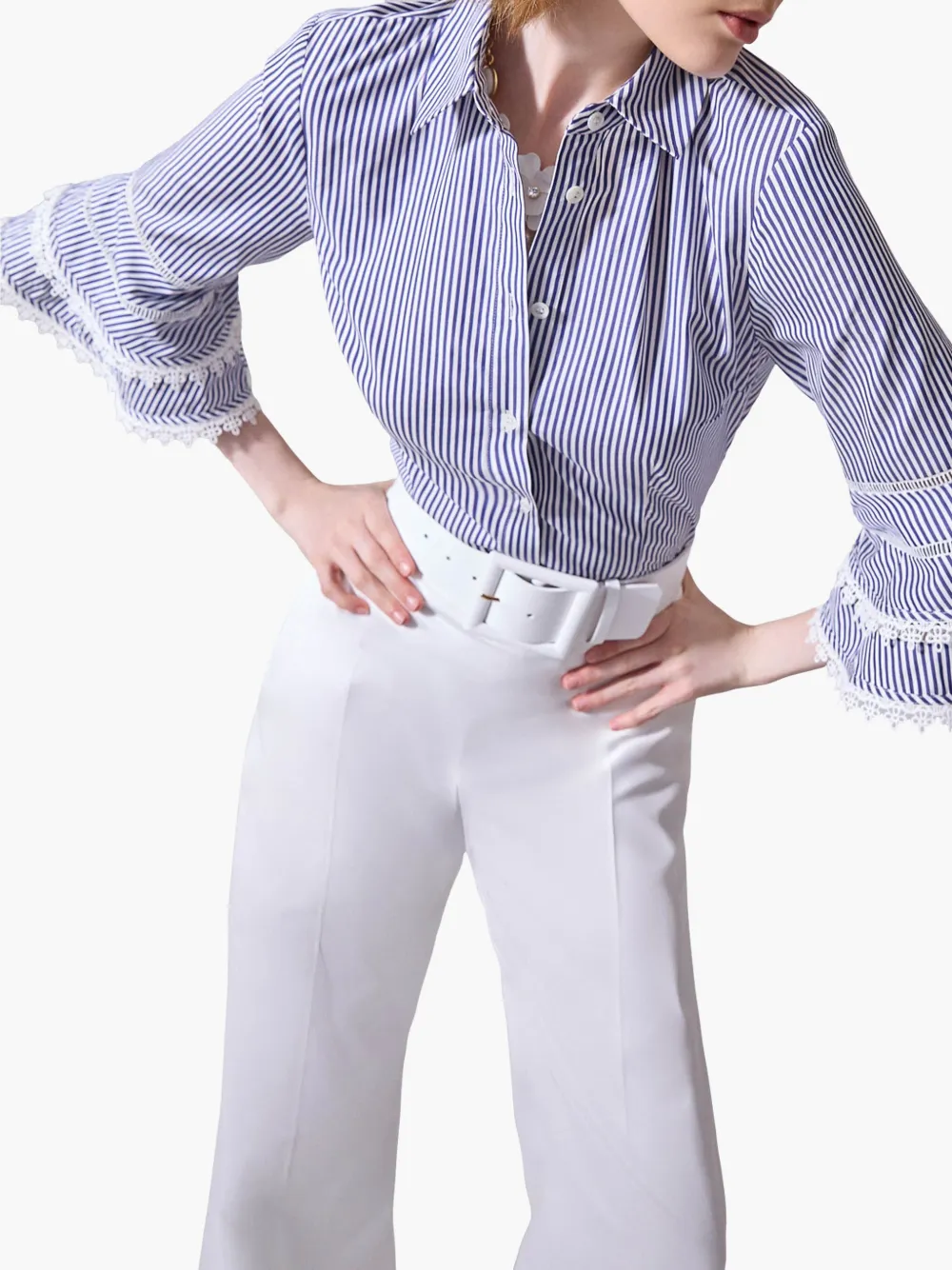 CAROLINA HERRERA LACE-TRIM SHIRT