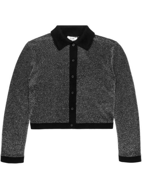 RE/DONE cárdigan estilo playera tipo polo de lurex