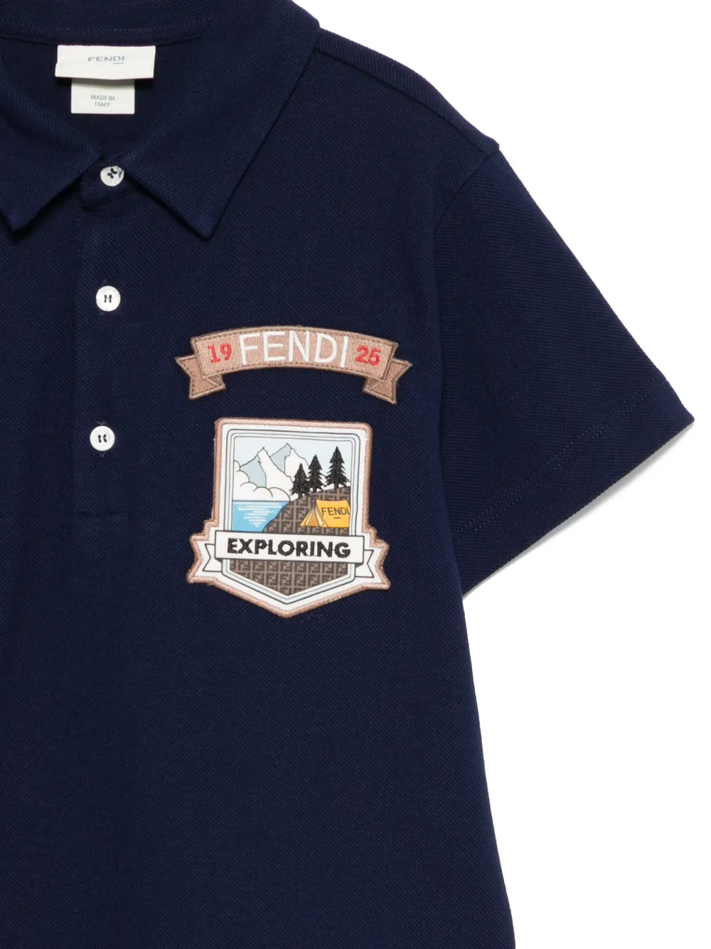 Fendi Kids Poloshirt met logopatch Blauw
