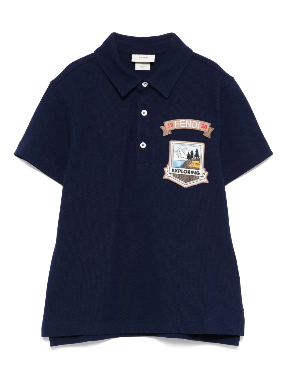Fendi Kids Poloshirt met logopatch Blauw
