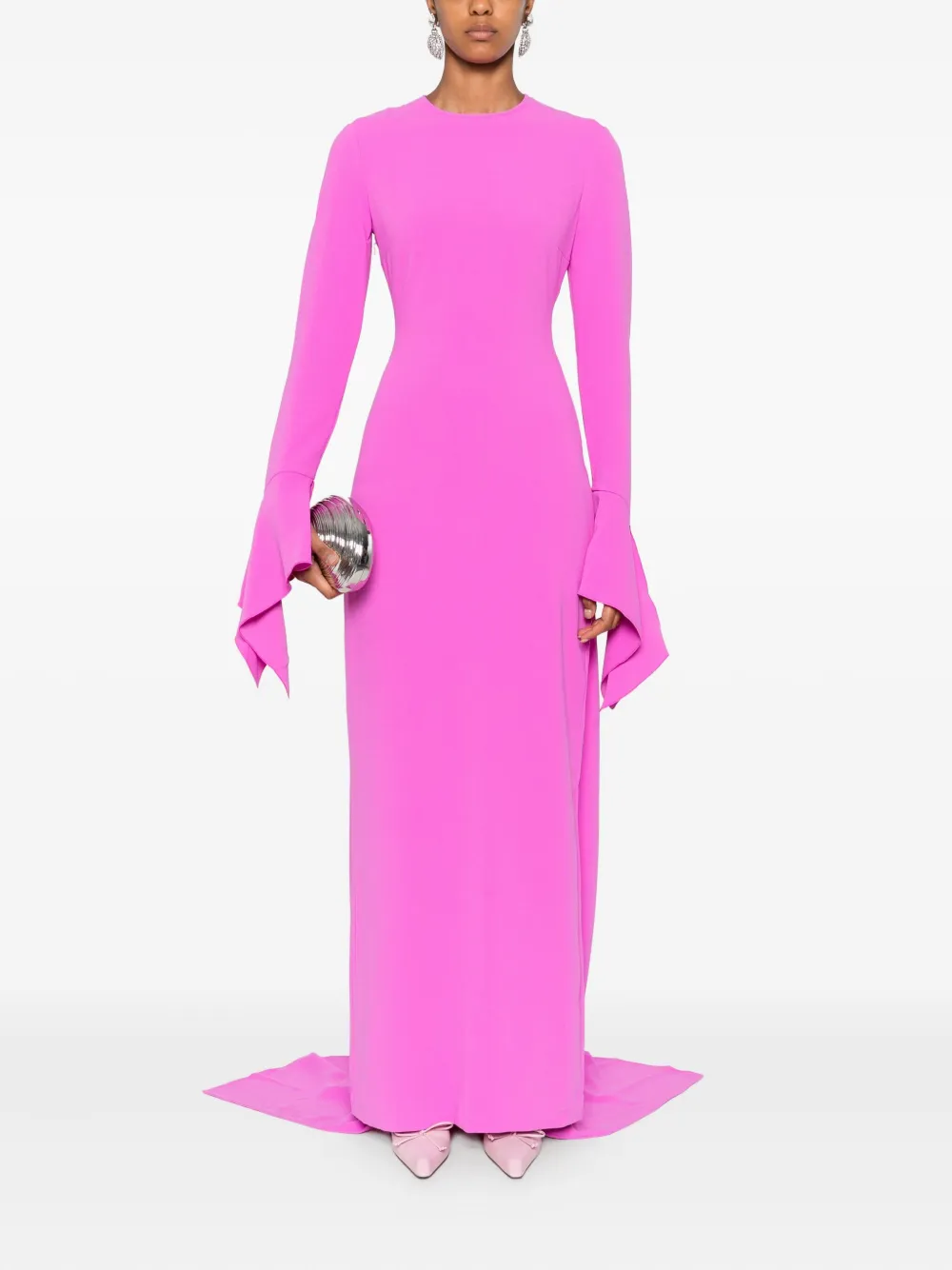 Solace London Blake bell-sleeve maxi dress - Roze