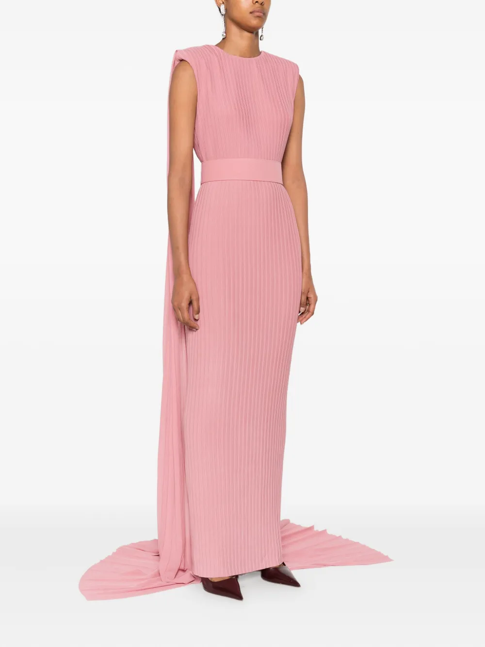 Solace London Tavia pleated belted maxi dress Roze