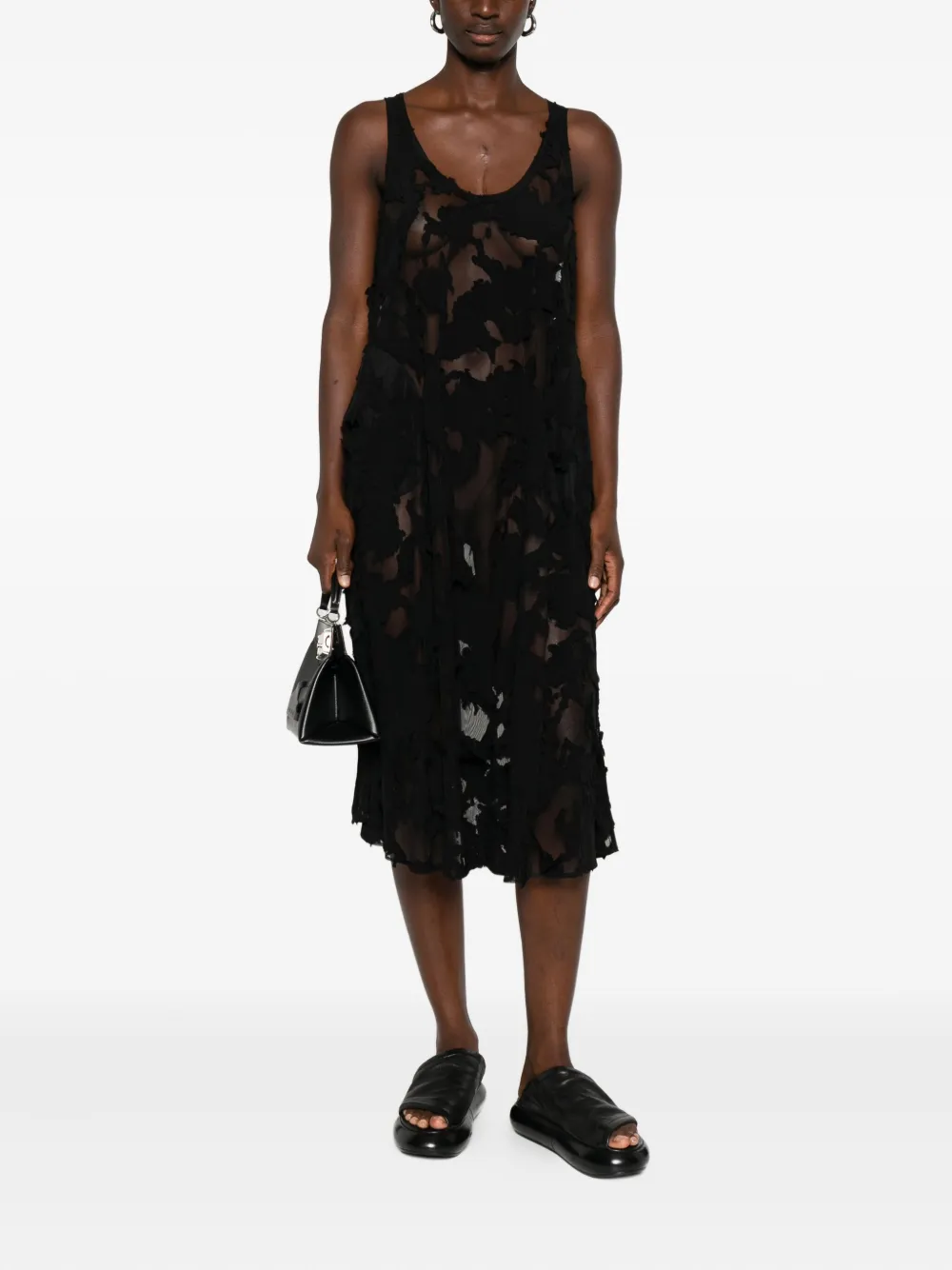 R13 scoop neck midi dress - Zwart