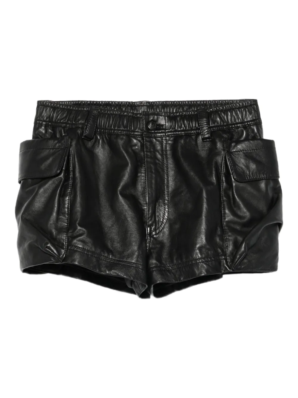 R13 Leren shorts Zwart