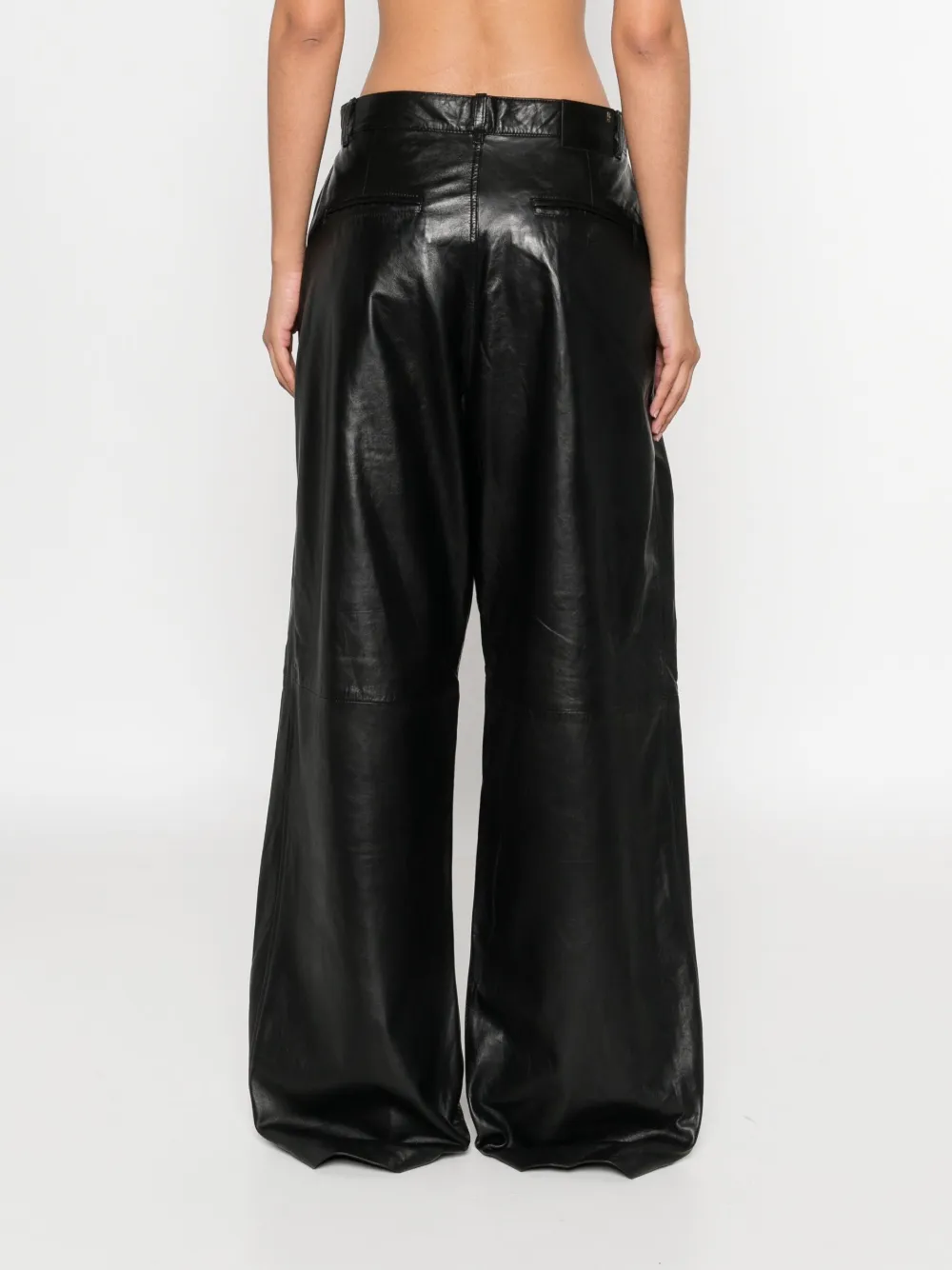 R13 pleated leather trousers Zwart