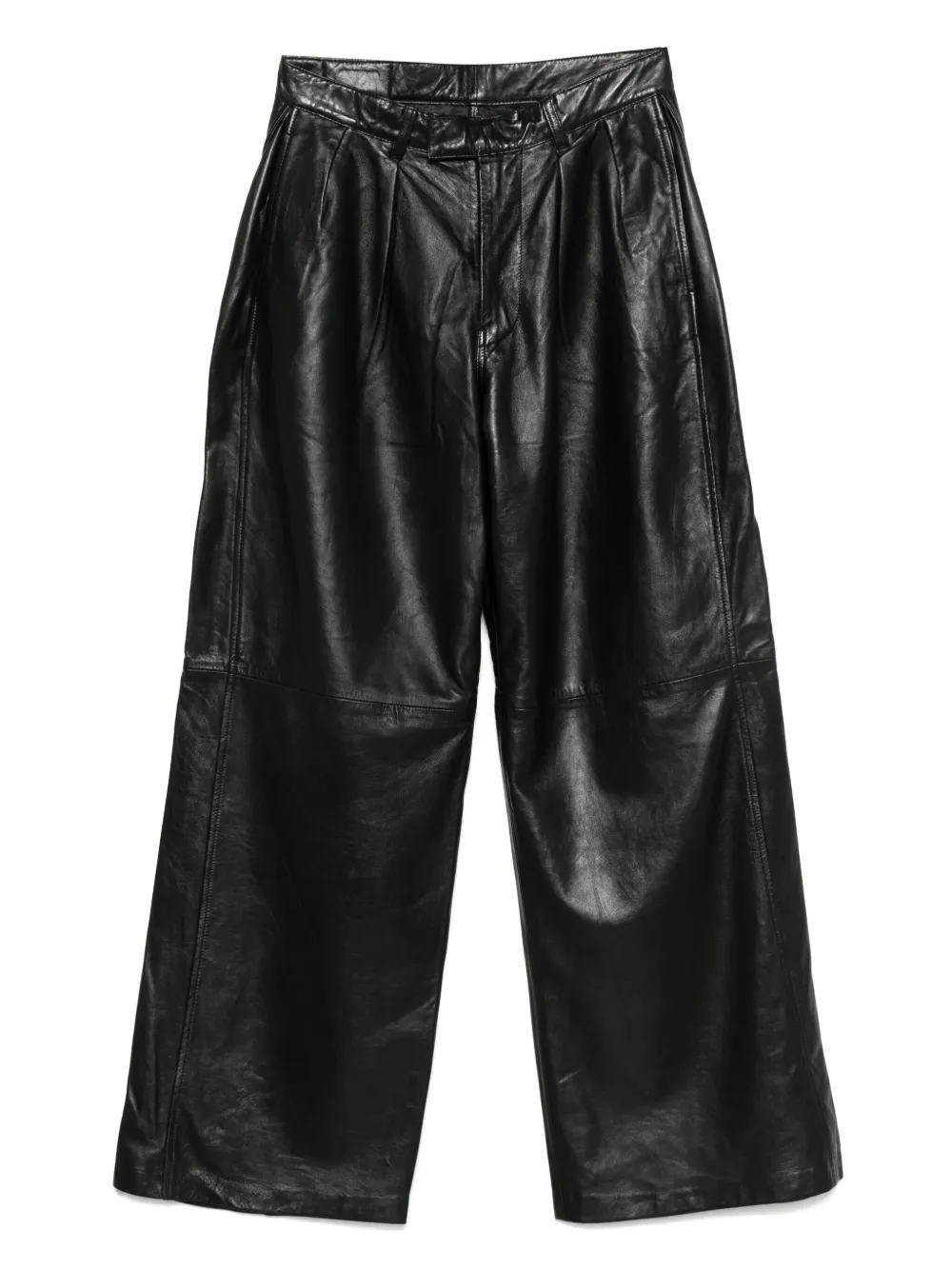 R13 pleated leather trousers Zwart