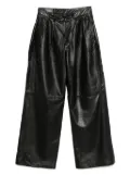R13 pleated leather trousers - Black