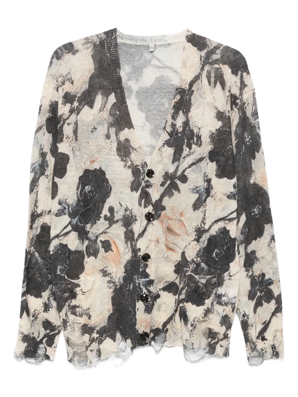 R13 floral-print cardigan Beige