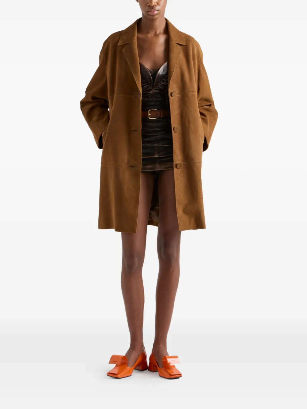 Prada スエード コート | ブラウン | FARFETCH JP Prada スエード コート | ブラウン | FARFETCH JP