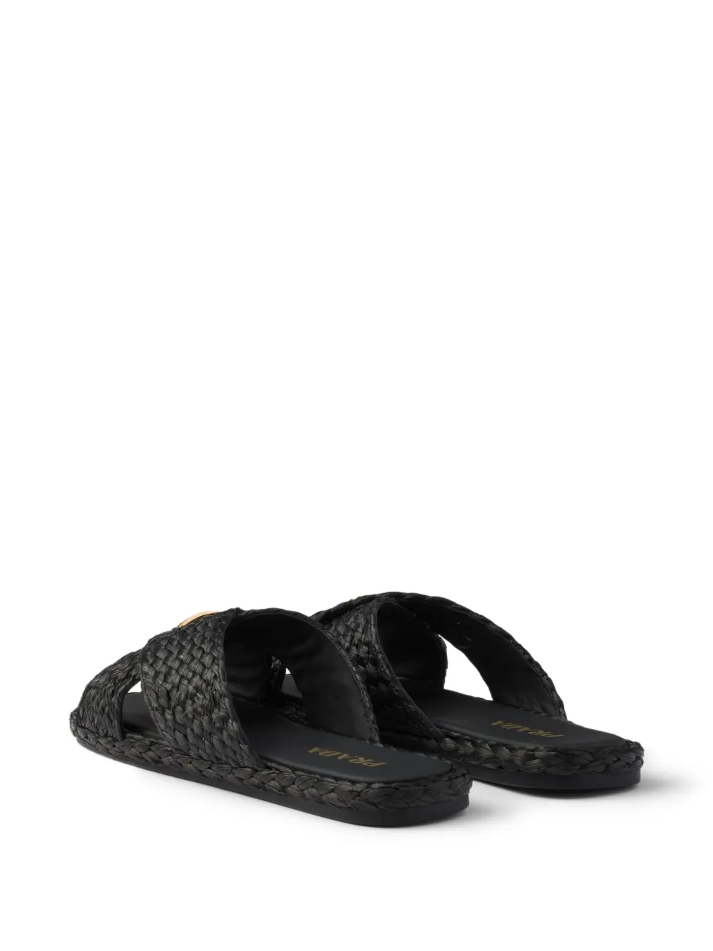 Prada criss-cross raffia slides Black
