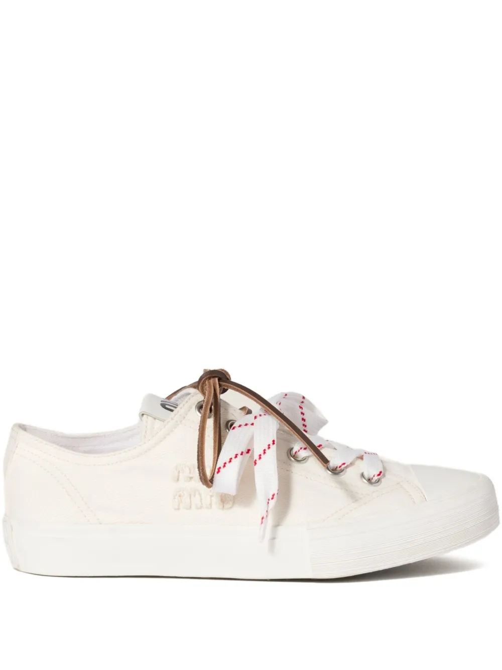 Miu washed-denim sneakers Neutrals
