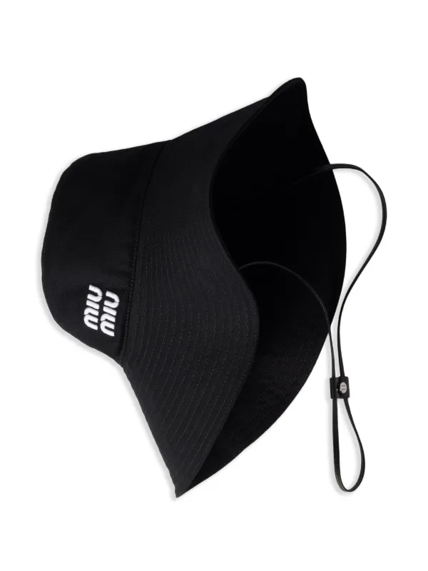 Miu Miu Drill wide-brim Bucket Hat | Black | FARFETCH