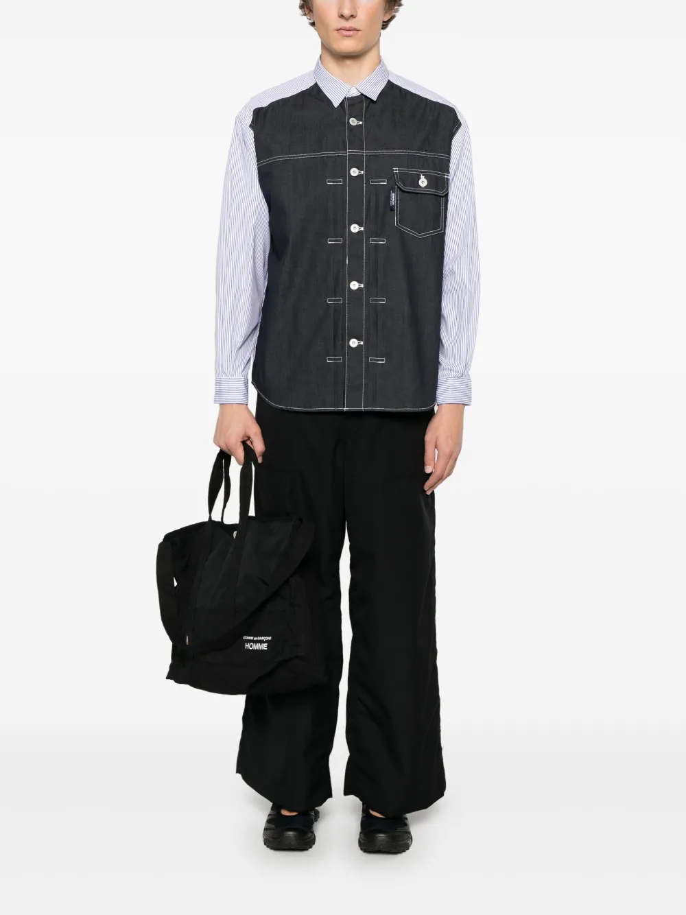Comme des Garçons Homme Gestreept overhemd - Blauw