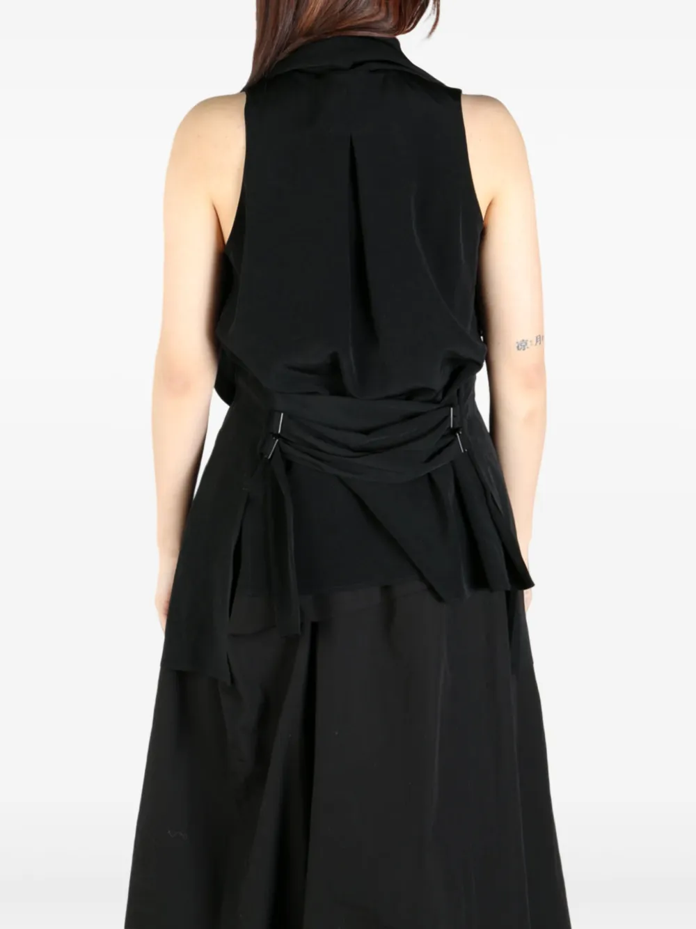 Yohji Yamamoto draped long vest Zwart
