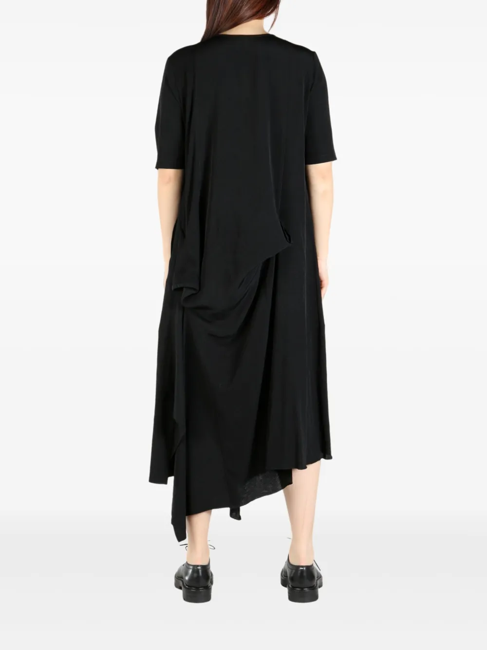 Yohji Yamamoto asymmetric midi dress Zwart