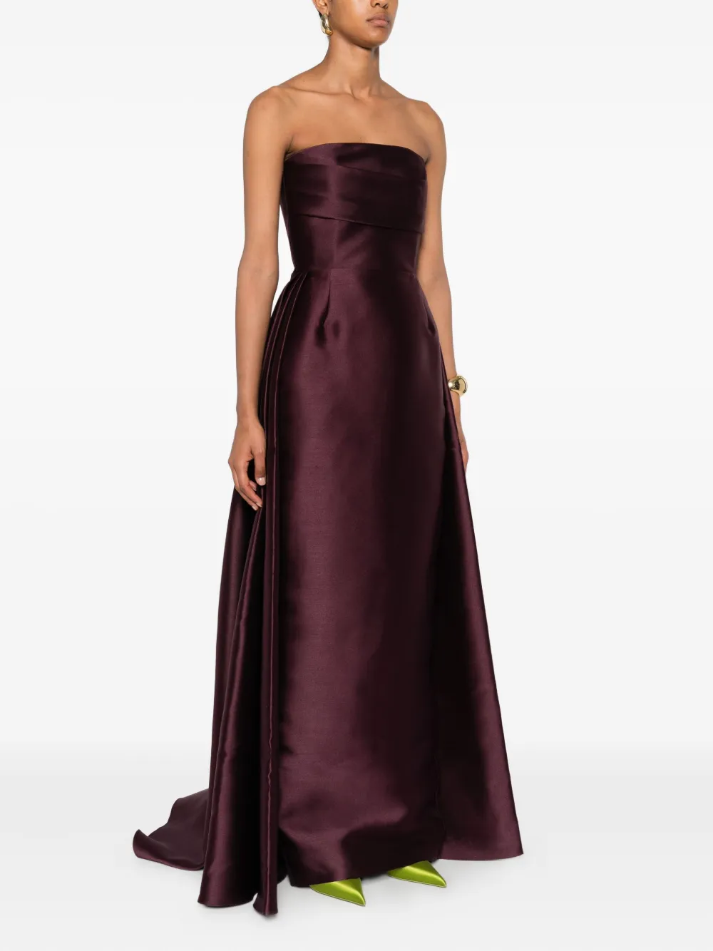 Solace London Tiffany Strapless Asymmetric Maxi Dress In Red