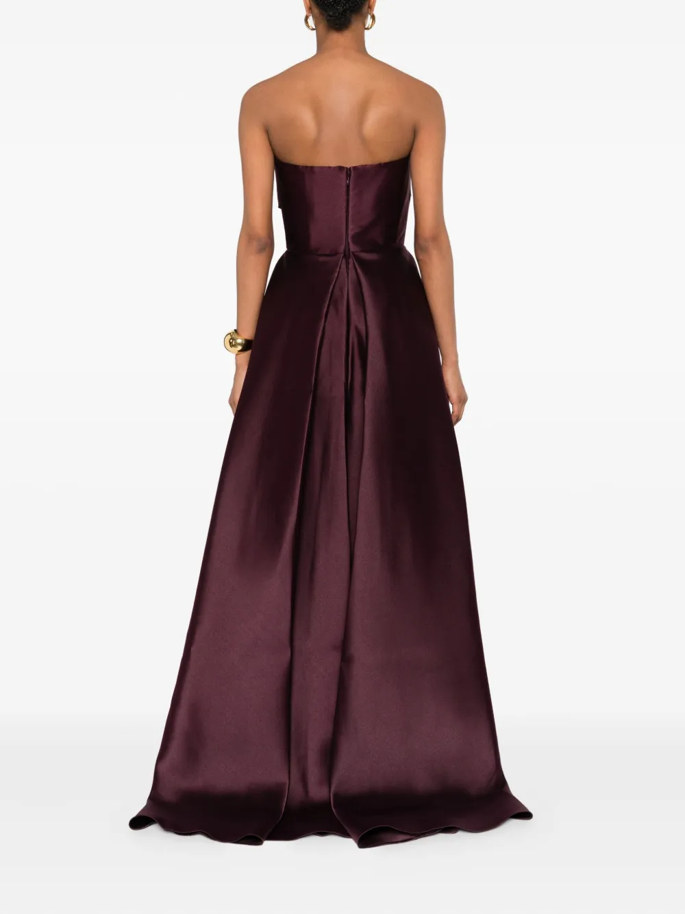 Solace London Tiffany Strapless Asymmetric Maxi Dress In Red