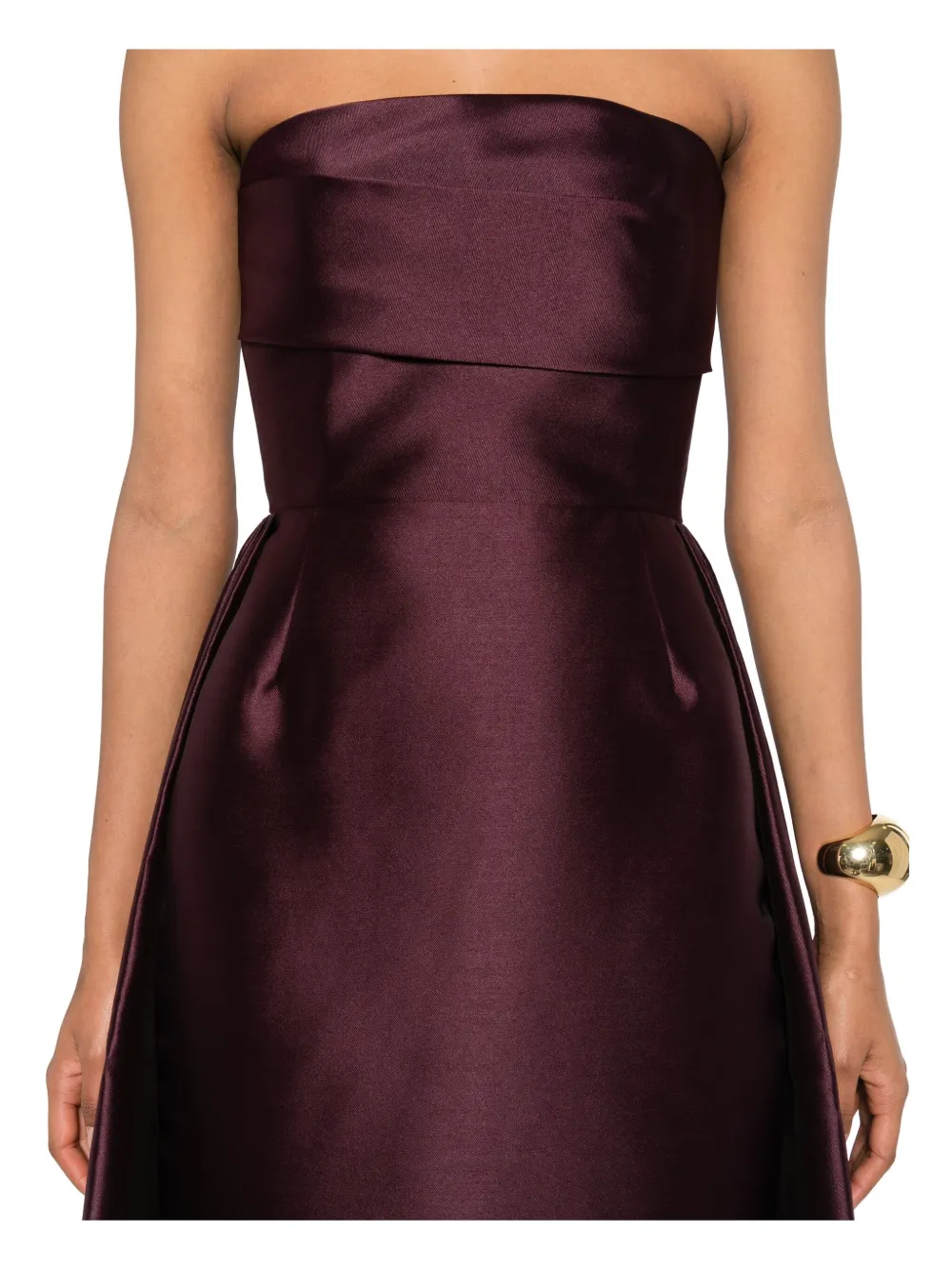 Solace London Tiffany Strapless Asymmetric Maxi Dress In Red