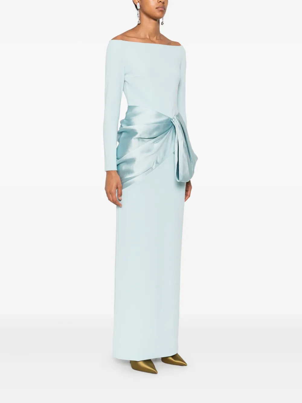 Solace London Kori Bow-detail Maxi Dress In Blue