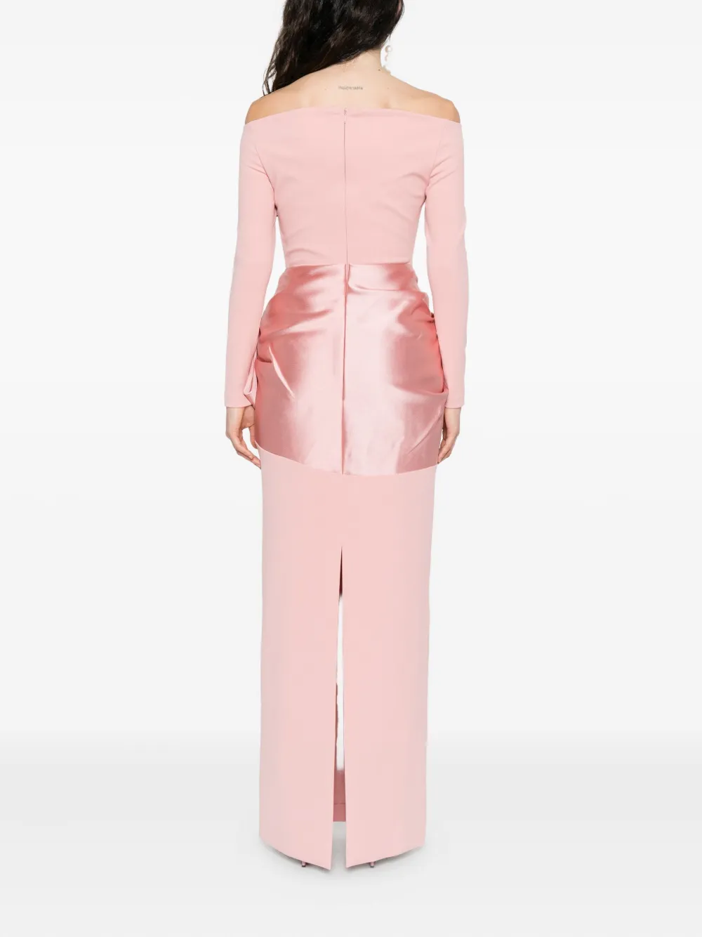 Solace London Kori bow-detail off-shoulder maxi dress Roze