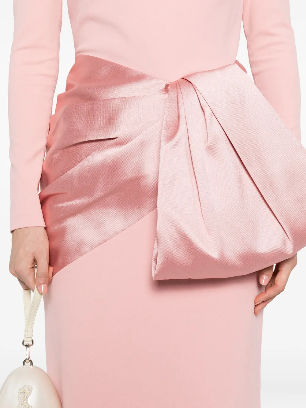 Solace London Kori bow-detail off-shoulder maxi dress Roze